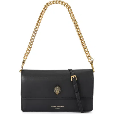 Kurt Geiger London Small Sloane Soft Leather Crossbody Bag In Black