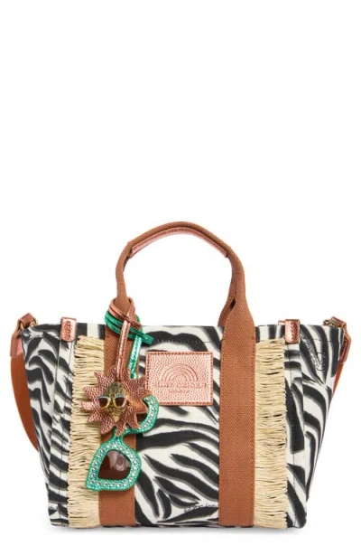 Kurt Geiger London Small Southbank Canvas Shopper In Gray