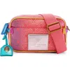 Kurt Geiger London Small Southbank Cotton Canvas Camera Crossbody Bag In Pink