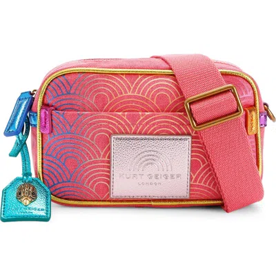 Kurt Geiger London Small Southbank Cotton Canvas Camera Crossbody Bag In Pink