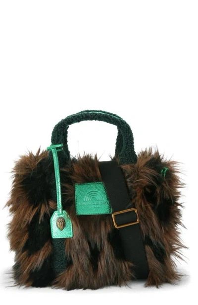 Kurt Geiger London Small Southbank Faux Fur Tote In Brown