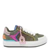 Kurt Geiger Womens Southbank Tag Panelled Leather Low-top Trainers Green Comb Eur 35 / 2 Uk In Green
