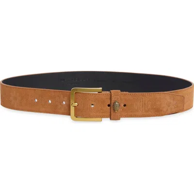 Kurt Geiger London Soho Embossed Suede Belt In Brown