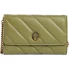Kurt Geiger London Soho Leather Wallet On Chain In Green