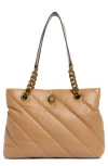 Kurt Geiger London Soho Quilted Leather Shopper In Light/pastel Brown