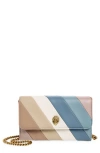 Kurt Geiger London Soho Stripe Leather Chain Wallet In Blue