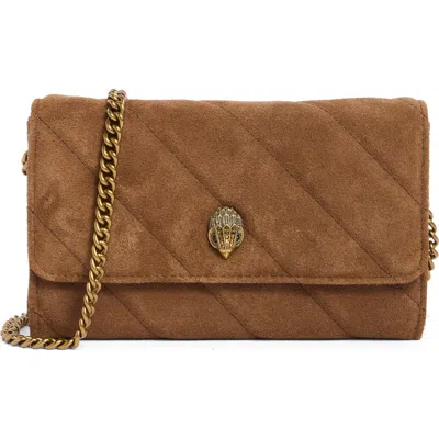 Kurt Geiger London Soho Suede Wallet On Chain In Pink Comb-suede