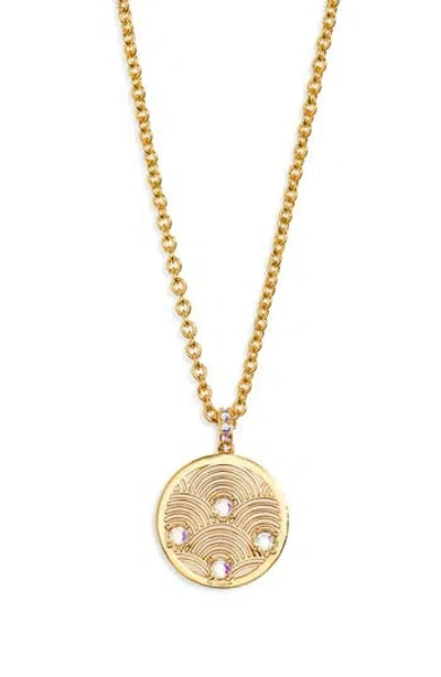 Kurt Geiger London Southbank Rainbow Round Pendant Necklace In Gold