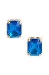 Kurt Geiger London Square Crystal Stud Earrings In Blue