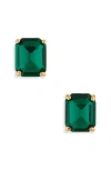 Kurt Geiger London Square Crystal Stud Earrings In Green