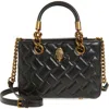 Kurt Geiger London Square Kensington Quilted Leather Top Handle Bag In Black