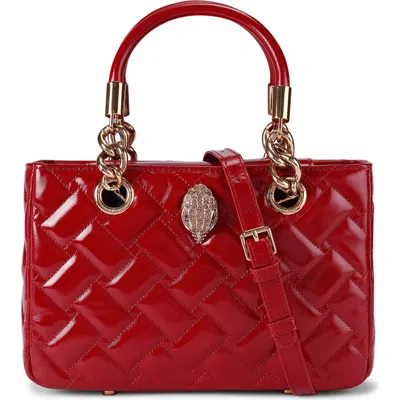 Kurt Geiger London Square Kensington Quilted Leather Top Handle Bag In Red