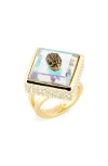 Kurt Geiger London Square Stone Cocktail Ring