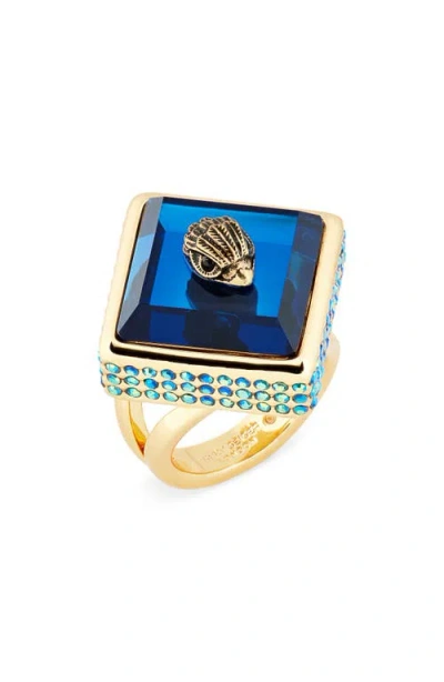 Kurt Geiger London Square Stone Cocktail Ring In Blue