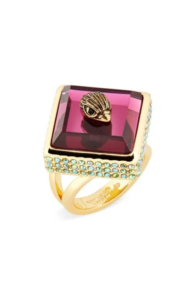 Kurt Geiger London Square Stone Cocktail Ring In Pink