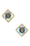 Kurt Geiger London Square Stone Stud Earrings