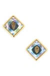 Kurt Geiger London Square Stone Stud Earrings In Crystal