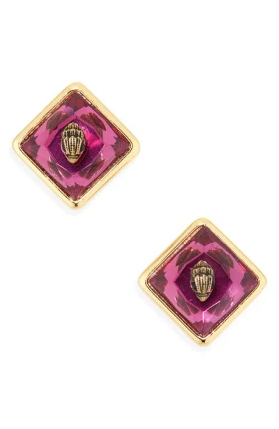 Kurt Geiger London Square Stone Stud Earrings In Pink