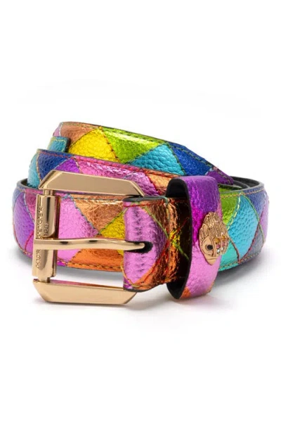 Kurt Geiger London Stained Glass Leather Belt In Multi