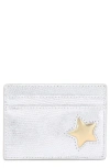 Kurt Geiger London Star Metallic Leather Card Holder In Open Grey