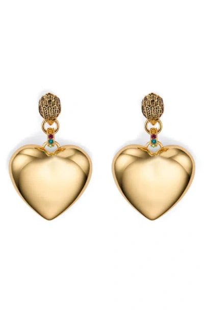 Kurt Geiger London Statement Heart Drop Earrings In Black