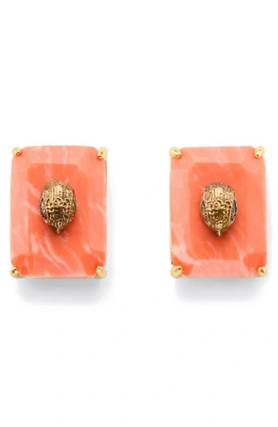 Kurt Geiger London Stone Eagle Stud Earrings In Orange