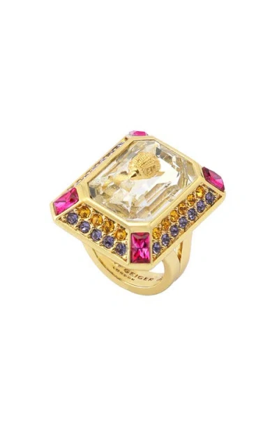 Kurt Geiger London Stone Enamel Cocktail Ring In Pink