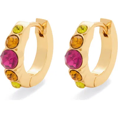 Kurt Geiger London Stone Huggie Hoop Earrings In Orange