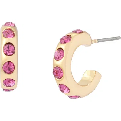 Kurt Geiger London Stone Huggie Hoop Earrings In Pink