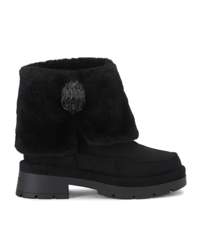Kurt Geiger London Suede And Faux Fur Blighty Cozy Ankle Boots In Blue