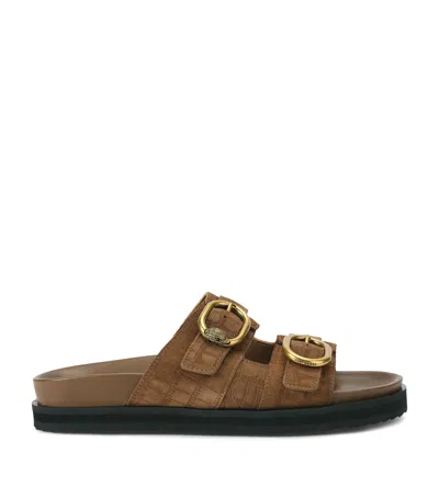Kurt Geiger London Suede Bancroft Sandals In Beige