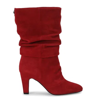 Kurt Geiger London Suede Barb Slouch Boots In Red