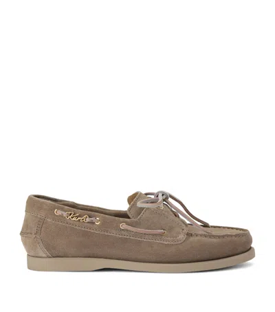 Kurt Geiger London Suede Boat Shoes In Brown