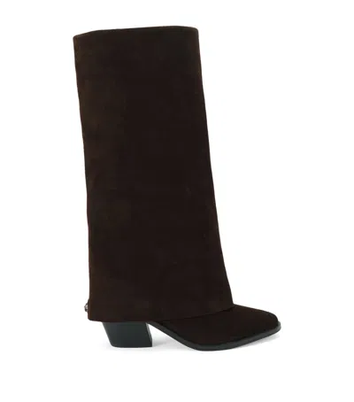 Kurt Geiger London Suede Chiltern Foldover Boots 70 In Black