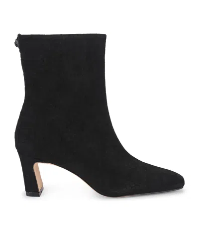 Kurt Geiger London Suede Croc Print Billy Ankle Boots In Black