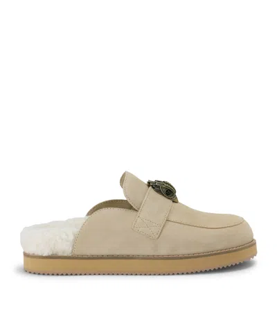 Kurt Geiger London Suede Eagle Clog Mules In Brown