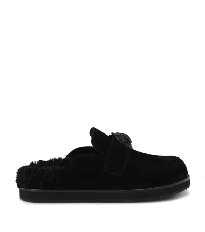 Kurt Geiger London Suede Eagle Clog Mules In Black