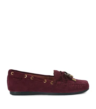 Kurt Geiger London Suede Eagle Moccasins In Burgundy