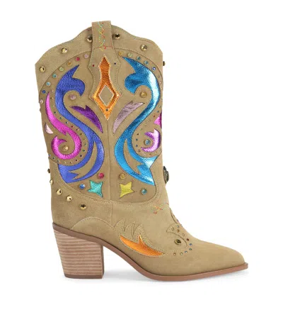 Kurt Geiger London Suede Kensington Cowboy Boots In Brown