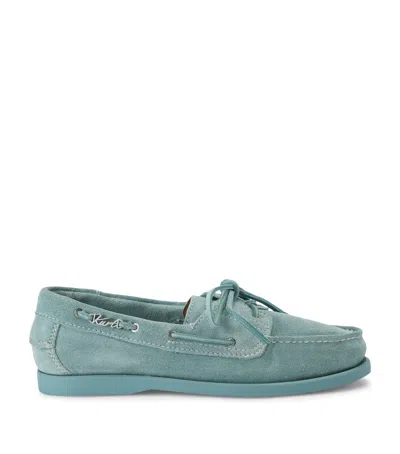 Kurt Geiger London Suede Kurt Boat Shoes In Blue