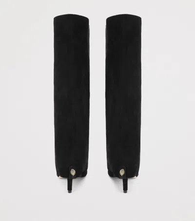 Kurt Geiger London Suede Mansion Fold Heeled Boots 90 In Black