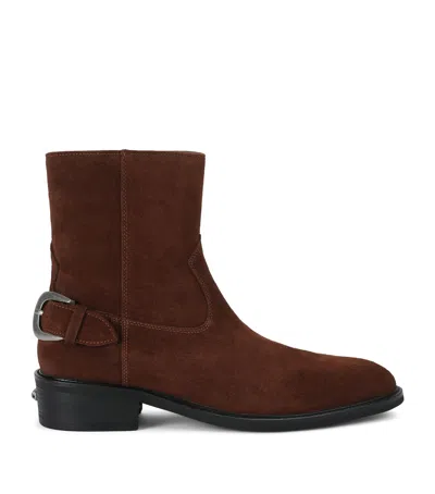 Kurt Geiger London Suede Patterson Ankle Boots In Brown
