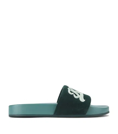 Kurt Geiger London Suede Script Slides In Green