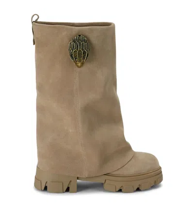 Kurt Geiger London Suede Stomp Foldover Boots In Multi