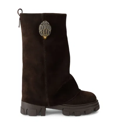 Kurt Geiger London Suede Stomp Foldover Boots In Animal Print