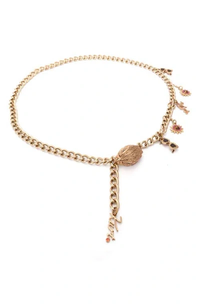 Kurt Geiger London Sun Charm Chain Belt In Gold