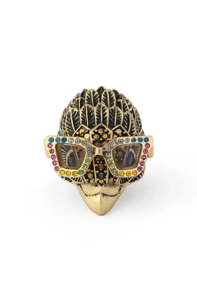 Kurt Geiger London Sunglass Eagle Cocktail Ring In Gold