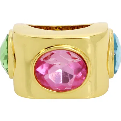 Kurt Geiger London Triple Crystal Cocktail Ring In Multi