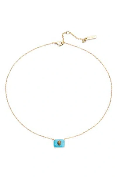 Kurt Geiger London Turquoise Eagle Head Pendant Necklace In Blue