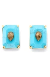 Kurt Geiger London Turquoise Eagle Head Stud Earrings In Turquoise